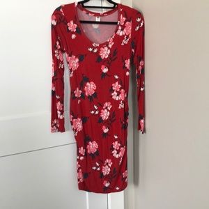 Red Floral Maternity Dress
